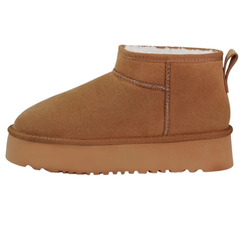 Ultra‎ Mini Snow/Winter Boots Platform Faux Suede Chestnut Slip-On Casual Size 9